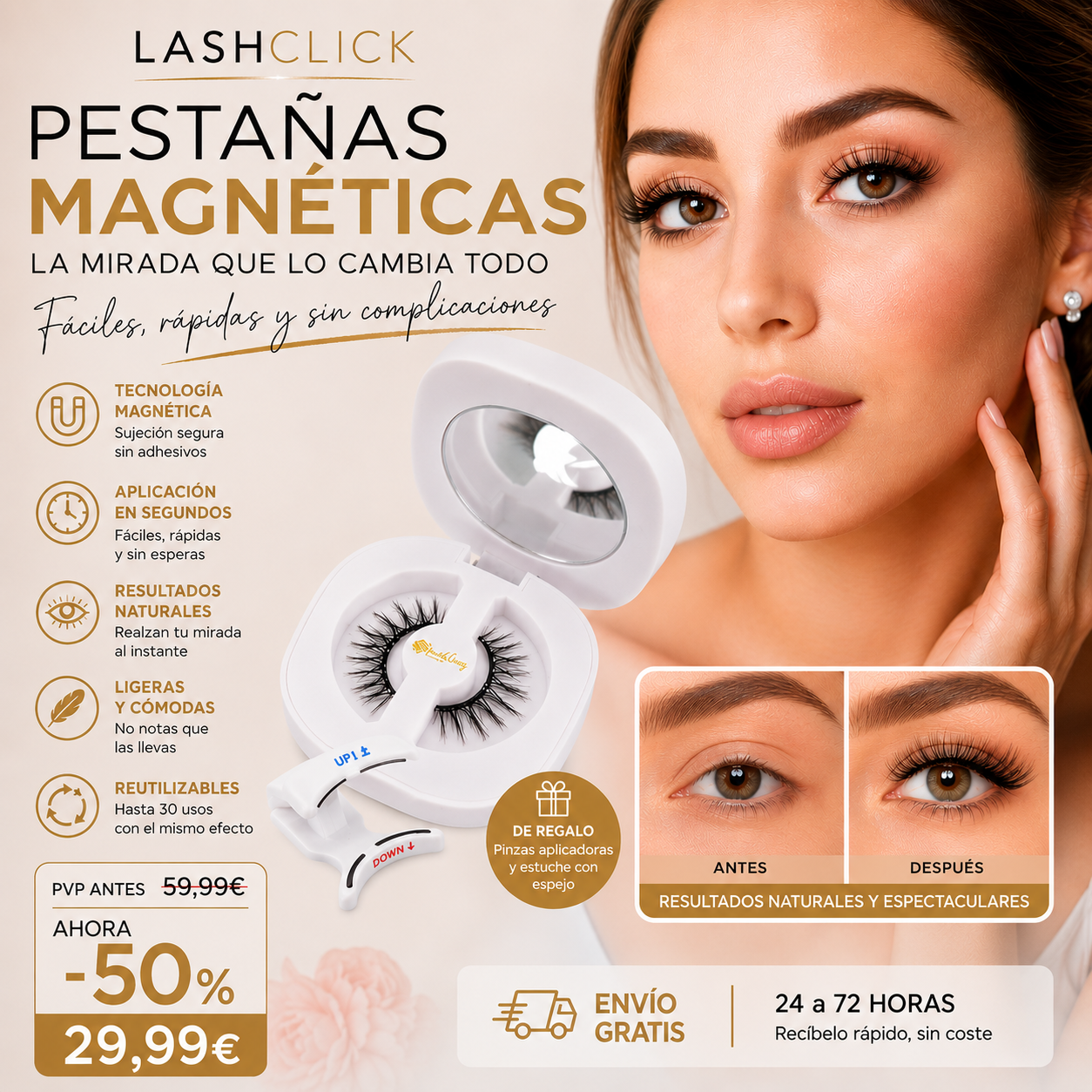 LASHCLICK Pestañas Magnéticas Perfectas en 3 Segundos ✨